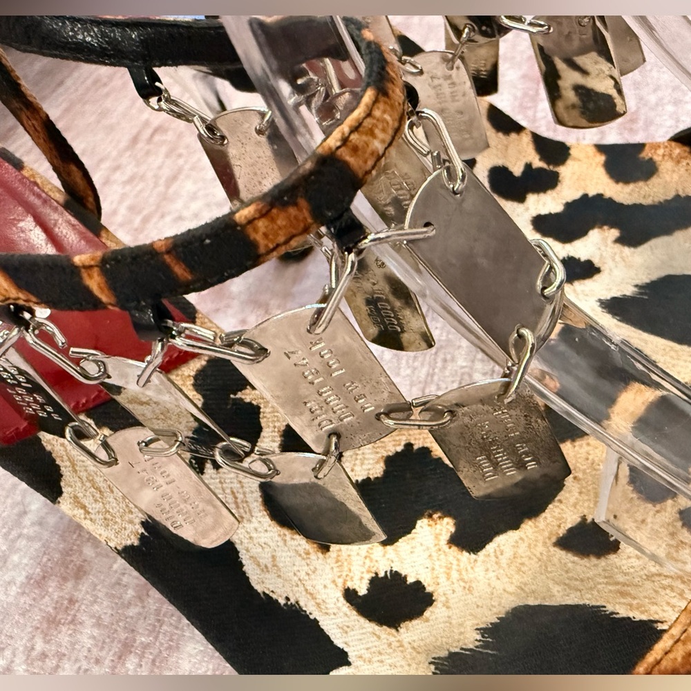 RARE - Dior Animal Print, Dog Tag Charms Heels - Picture 8 of 11